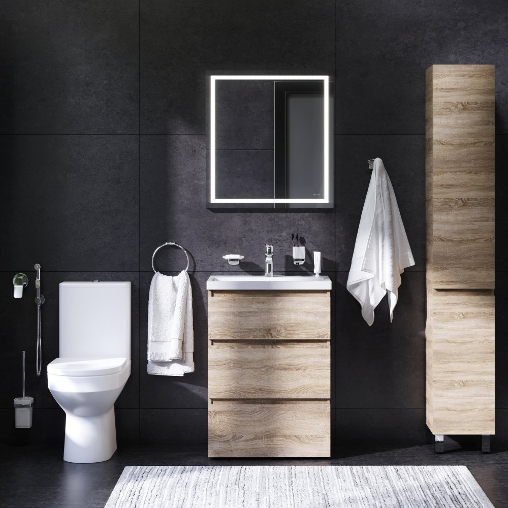 Photo A set of shower corner AM.PM Gem UK91SA with a pallet with toilet furniture with a set of mixers with shower set and accessories