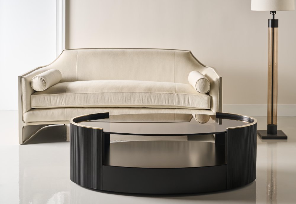 Photo Love coffee table (oval, dark chocolate hue)