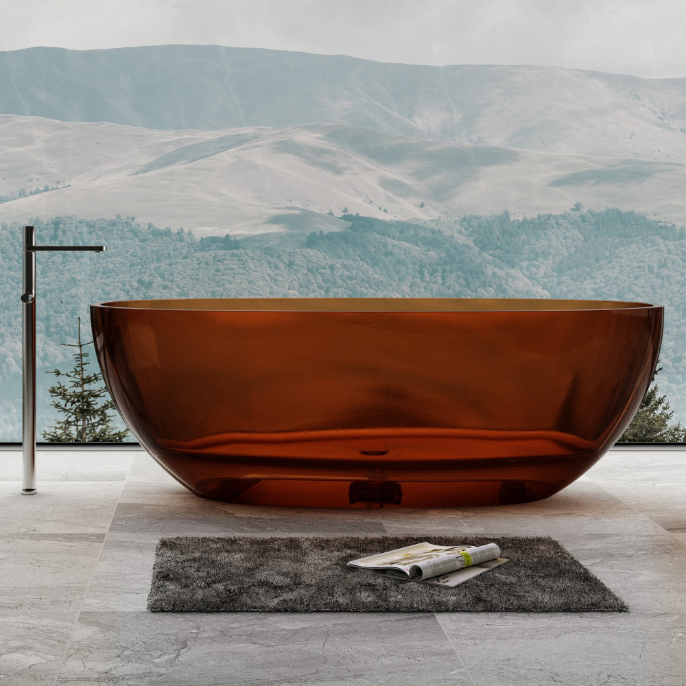 Photo Transparent bath Abber Kristall 165x78 AT9701Opal red
