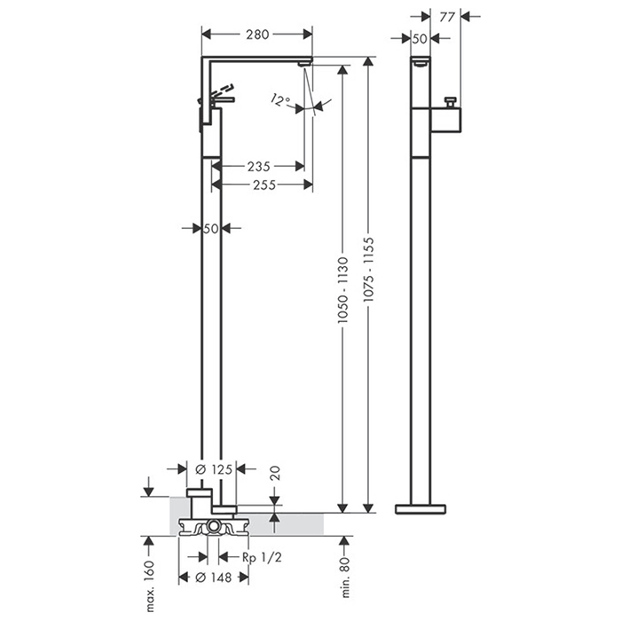 Photo Floor mixer for sink Axor Edge 46041000
