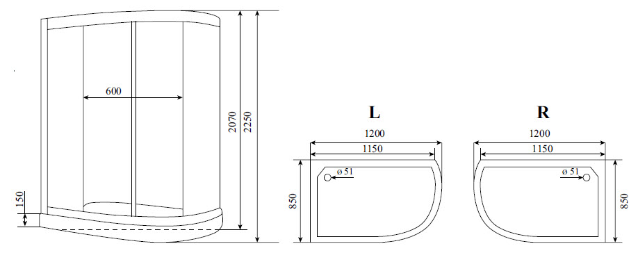Photo Shower cabin Timo Lux T-7702 L, left-handed