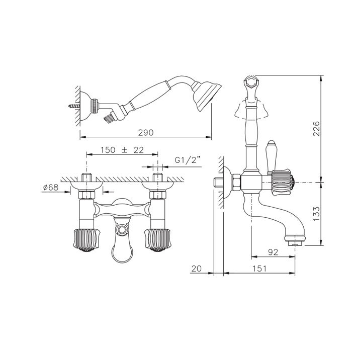 Photo Bath mixer Nicolazzi Onice 2102GO09O Gold