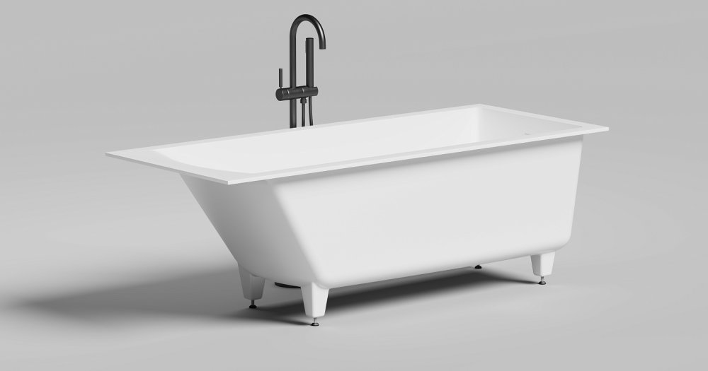 Photo Salini Cascata 170x70 104813M white matte marble bath