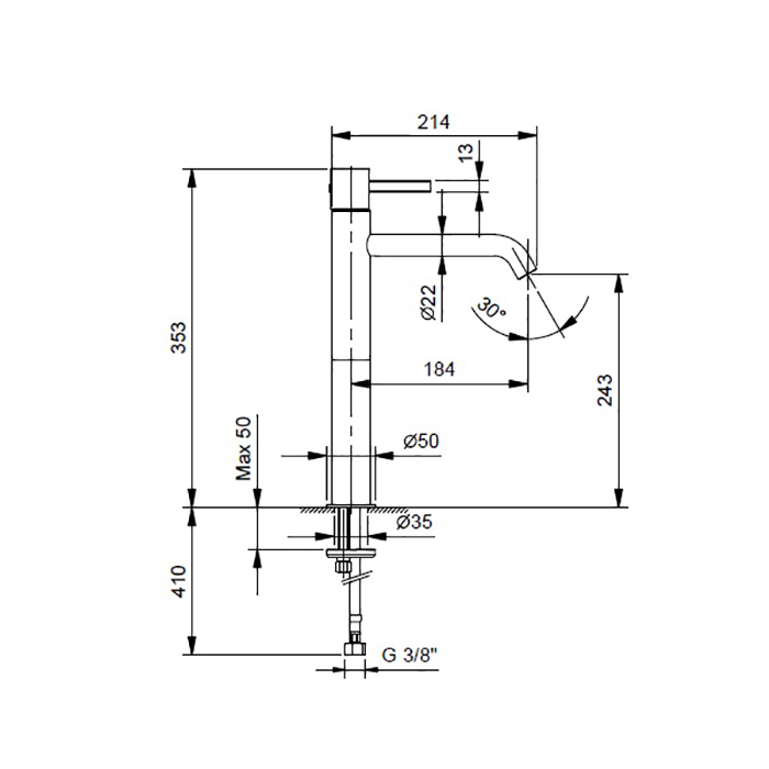 Photo Fantini sink mixer AF/21 27 02 A706WF