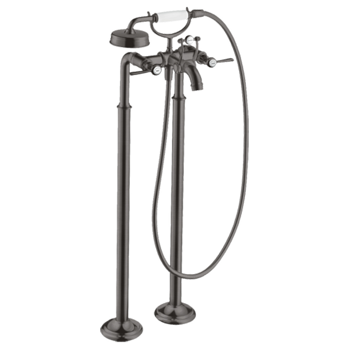 Photo Floor bath mixer Axor Montreux 16553340 with shower set grinded black chrome