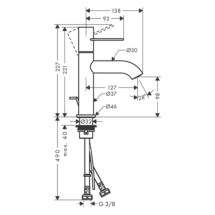 Photo Axor Uno 38023340 grinding black chrome sink mixer