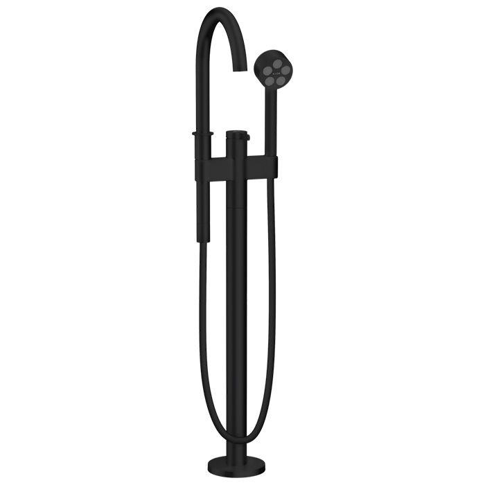 Photo Floor bath mixer Axor One 48440670 with shower set black matte