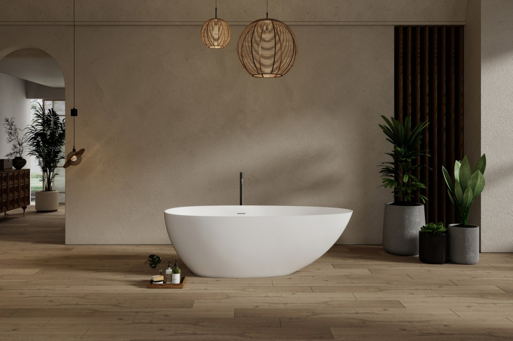 Photo Bath of artificial stone Abber Stein 170x80 AS9611NM-1.7 white matte