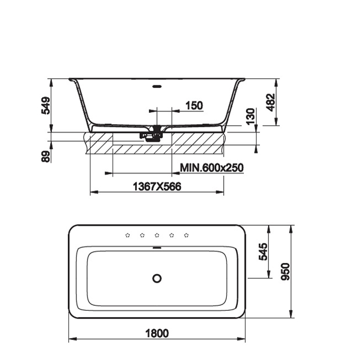 Photo freestanding bath Gessi Rettangolo 180x95 37591#521 matte white