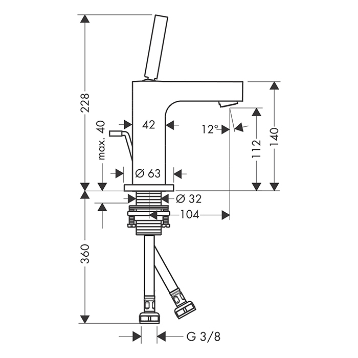 Photo Axor Citterio 39010340 grinding black chrome sink mixer