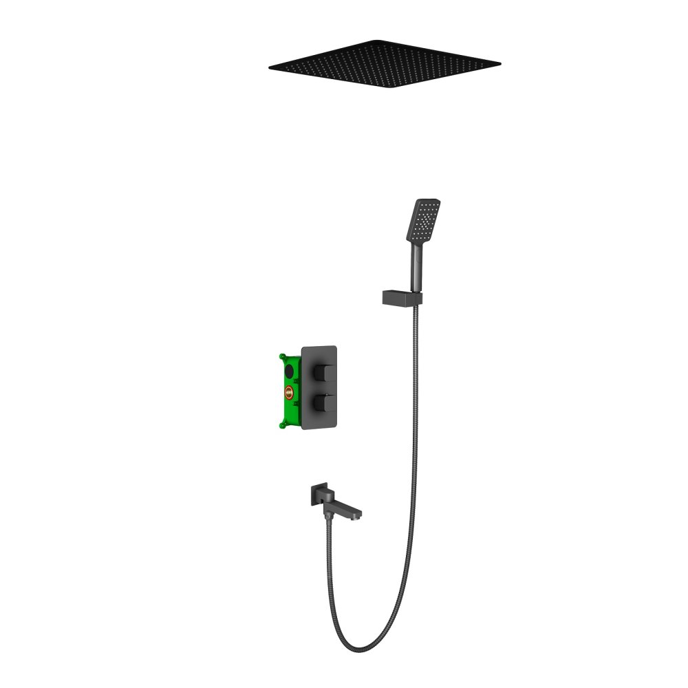 Photo Shower system with Timo Petruma SX-5019/03SM black thermostat