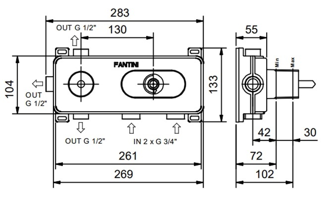 Photo The interior of the Fantini 1900D373A mixer