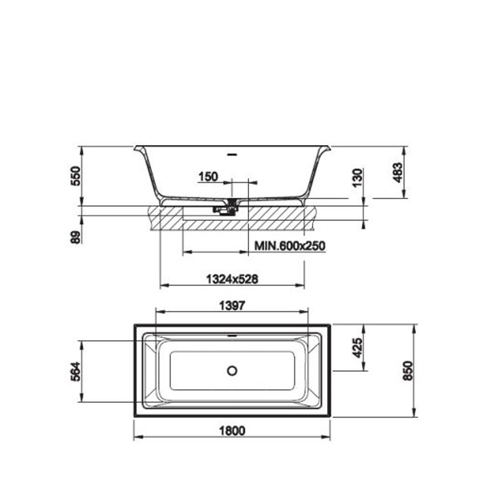 Photo freestanding bath Gessi Eleganza 180x85 46715#521 matte white