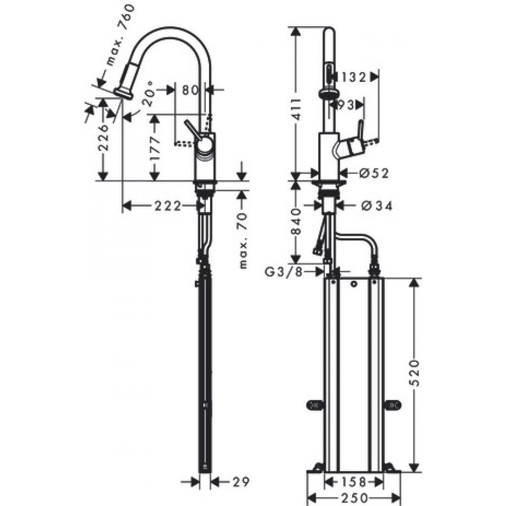 Photo Kitchen mixer hansgrohe Talis M52 73863800 with exhaust shower, steel