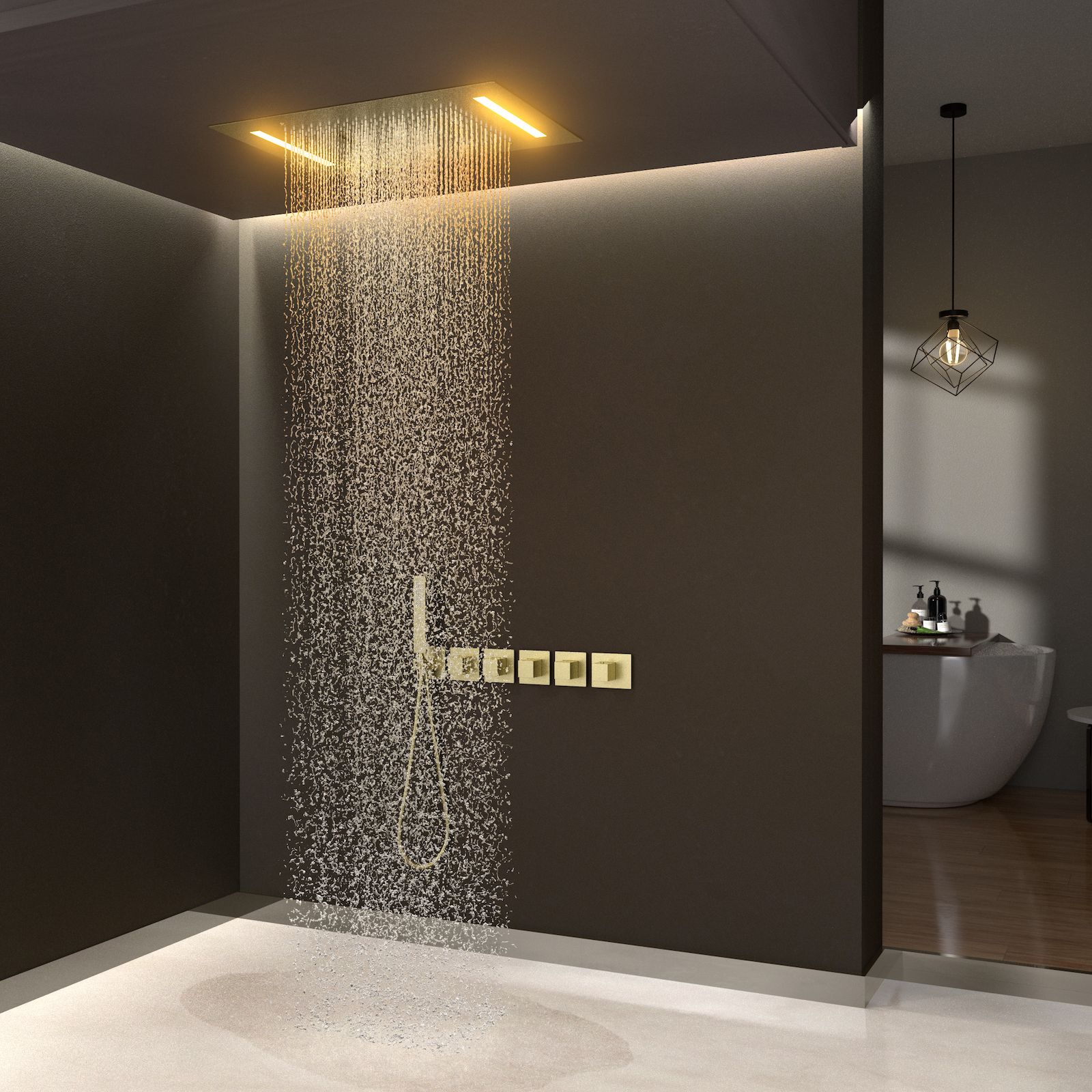 Photo Shower system built-in with thermostat Timo Petruma SX-5229/17SM gold matte