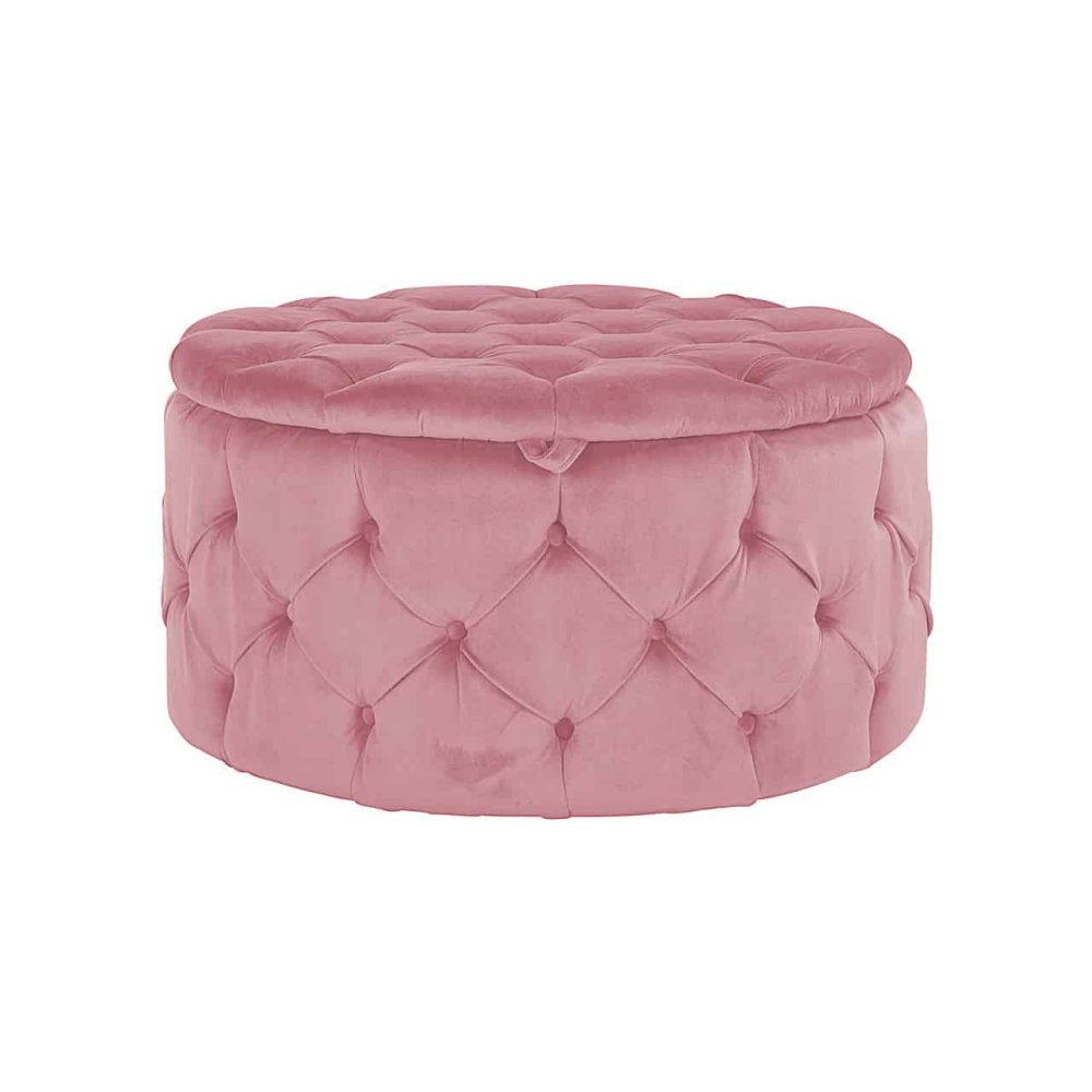 Photo Ottoman Lulu Pink Velvet