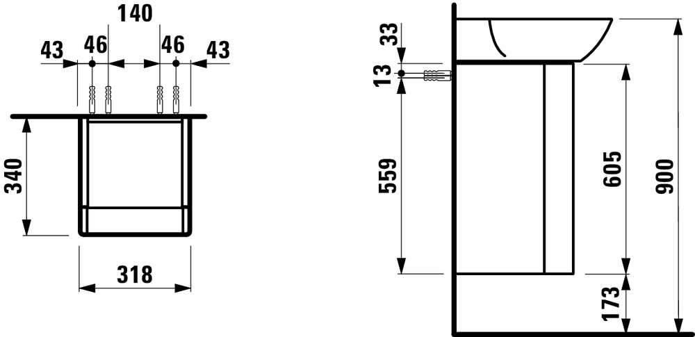 Photo Laufen sink cabinet INO 4.2535.1.030.170.1 white