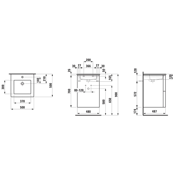 Photo Laufen Pro 100 sink cabinet 8.6496.2.261.104.1 white