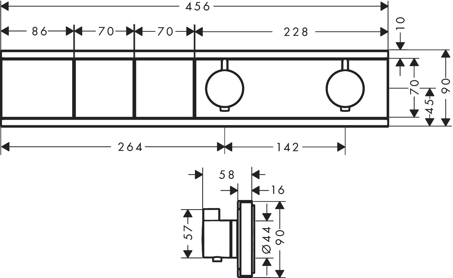 Photo Shower mixer with RainSelect 15380670 thermostat for hidden installation of function 2