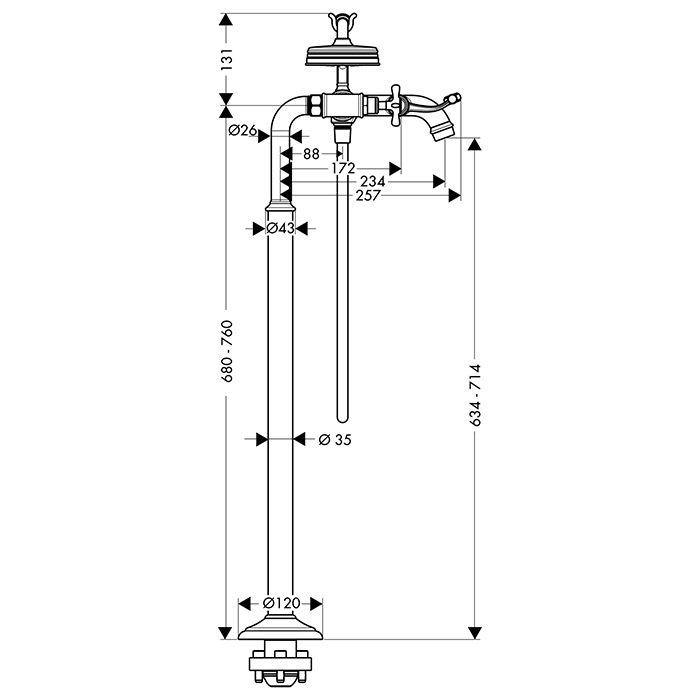 Photo Floor bath mixer Axor Montreux 16547340 with shower set grinded black chrome