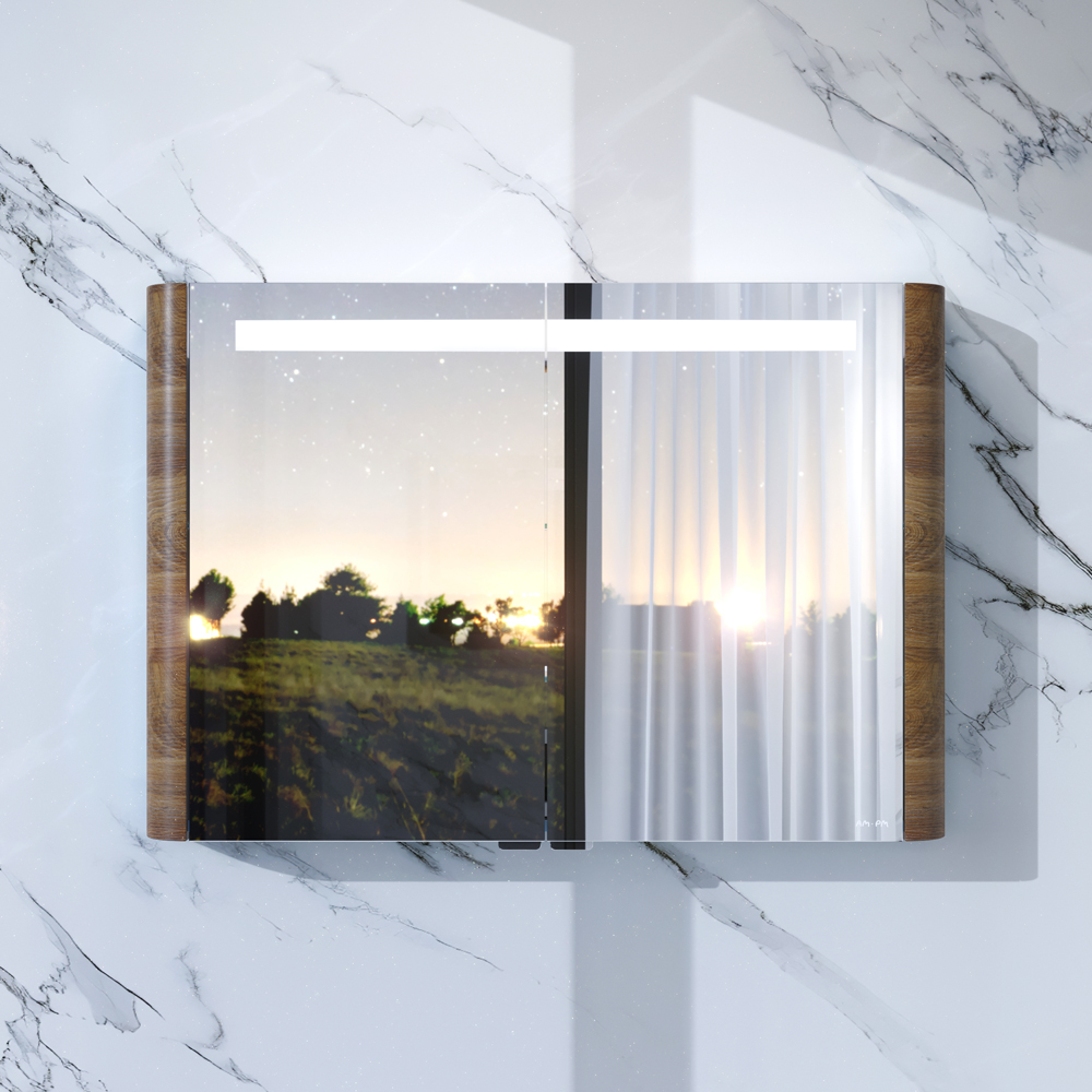 Photo Mirror cabinet AM.PM Sensation M30MCX1001NF nut textured, backlit