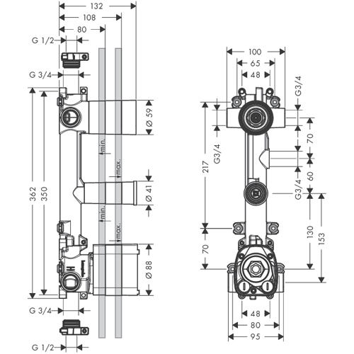 Photo The hidden part of the thermostat Axor Citterio E 36708180