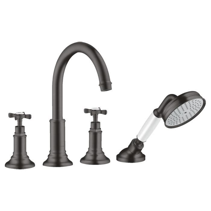 Photo Mixer on board bath Axor Montreux 16544340 with shower set grinded black chrome
