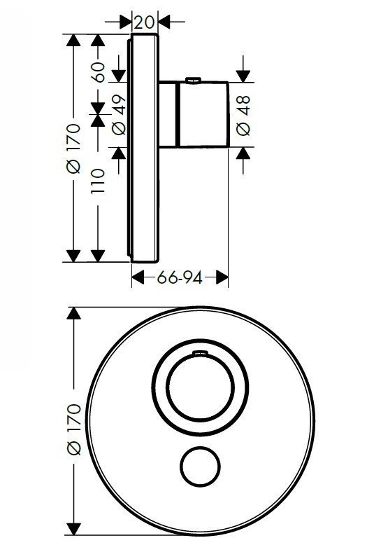 Photo Exterior shower thermostat Axor ShowerSelect 36726000