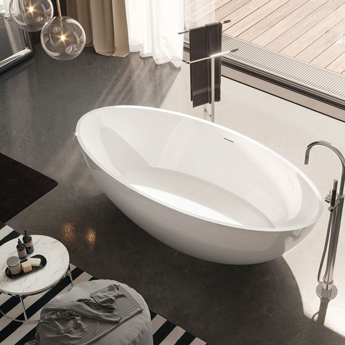 Photo freestanding bath Gruppo Treesse Carezza 170x80 V307BL white glossy