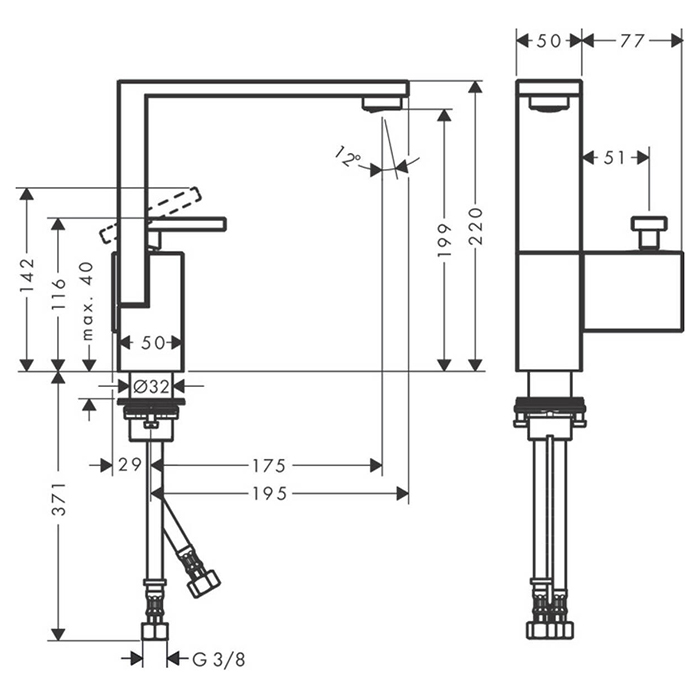 Photo Axor Edge 46020000 sink mixer