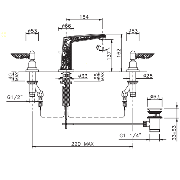 Photo Nicolazzi Liberty 1008CR16 sink mixer