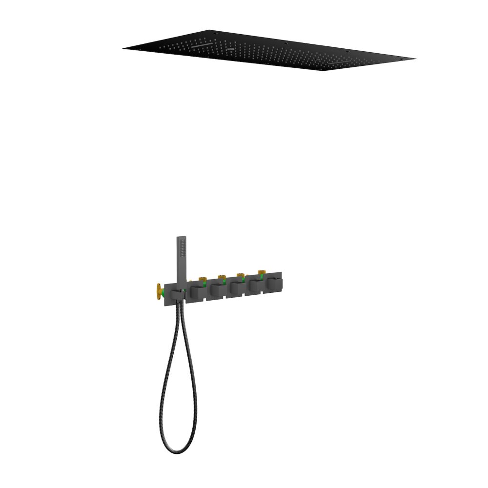 Photo Shower system with Timo Petruma SX-5329/03SM black thermostat