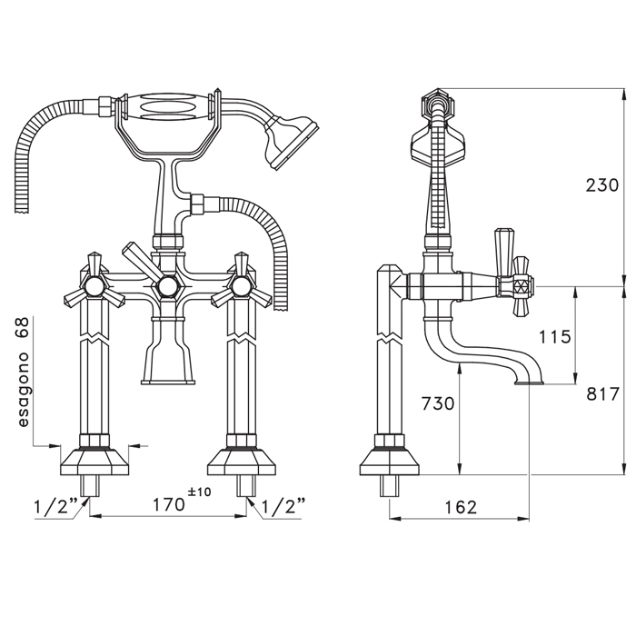 Photo Bath mixer Stella Eccelsa EC 02208 AU00 gold