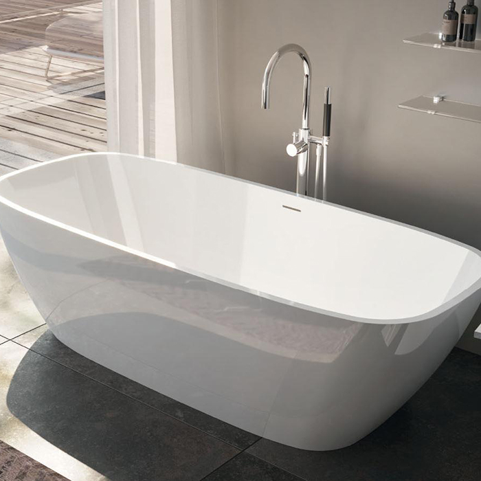 Photo freestanding bath Gruppo Treesse Brio 170x72 V297BL white glossy