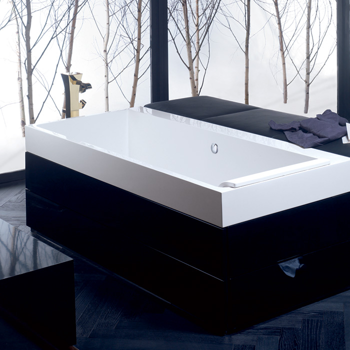 Photo Bath of cast marble Burgbad Crono 180x130 SEHA180 C0001 F0782 A0094 with white/black bed
