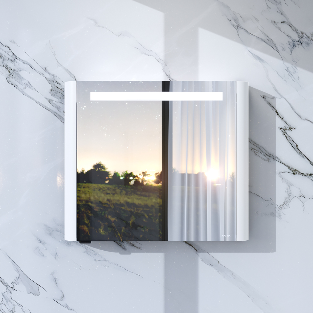 Photo Mirror cabinet with backlit AM.PM Sensation M30MCL0801WG left-handed, white gloss