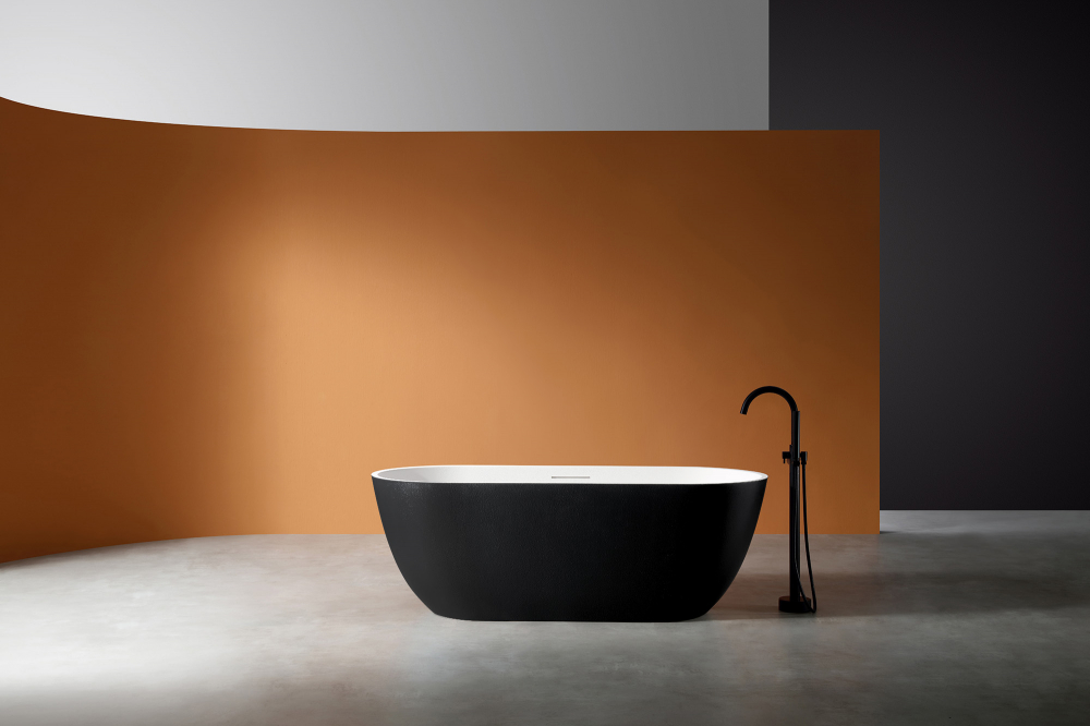 Photo Artificial stone bath Abber Frankfurt 170x75 AM9941BW black and white matte