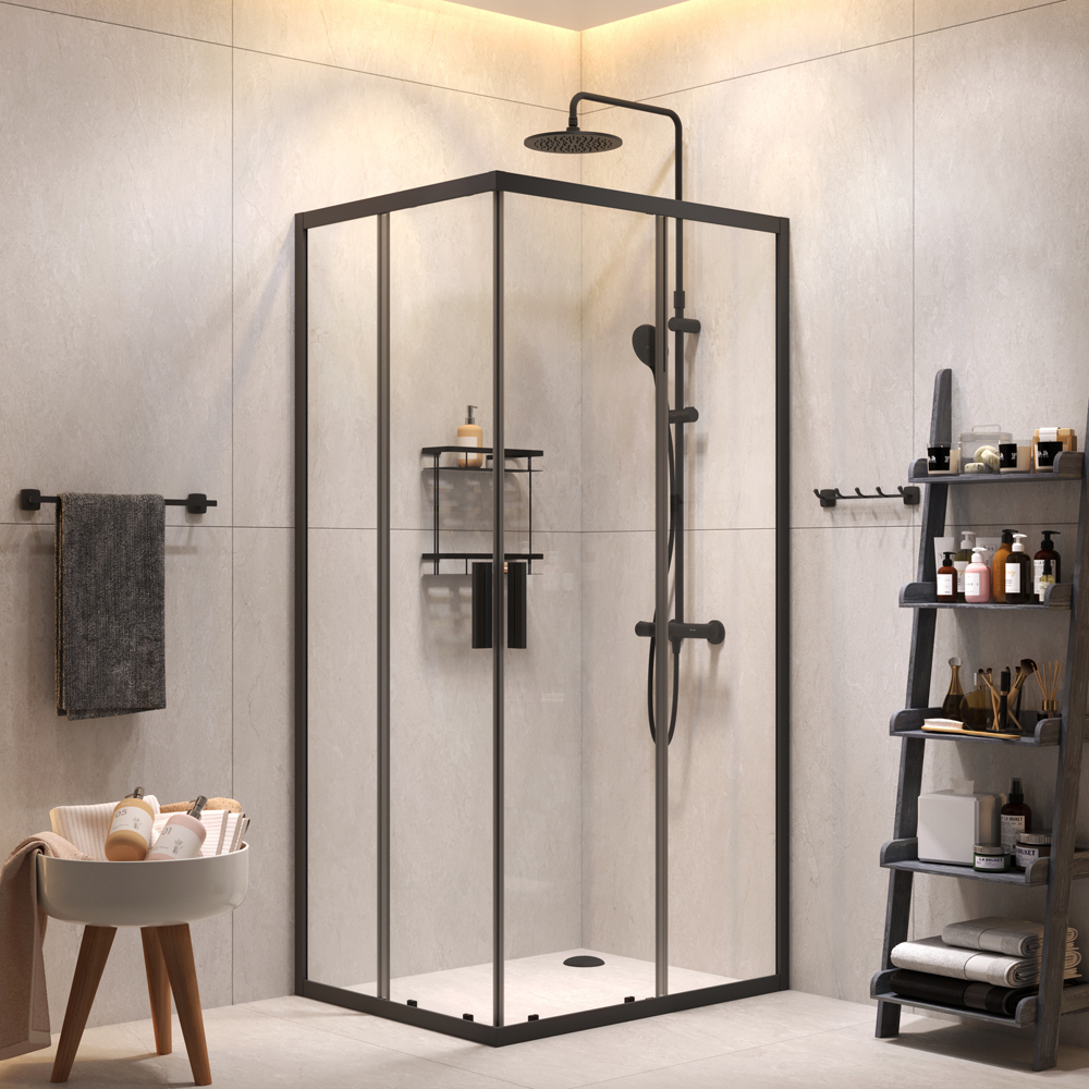 Photo Set of shower corner Am.Pm Gem S 100x80 WK93EQ matte black