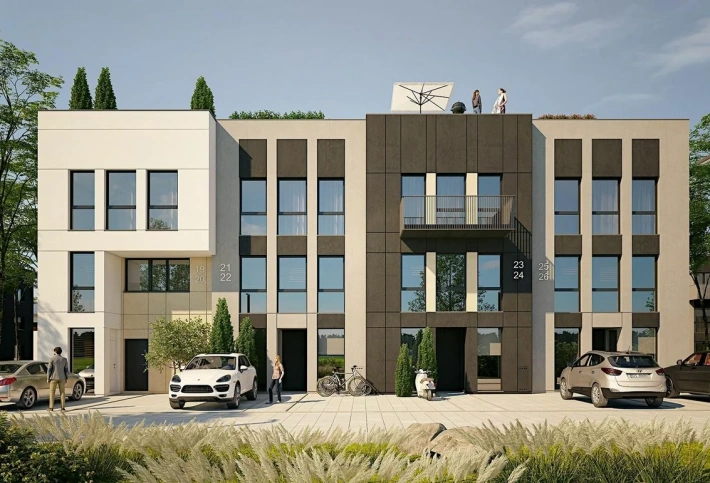 Apartment in a new building House with 2-storey apartments, garage and garden