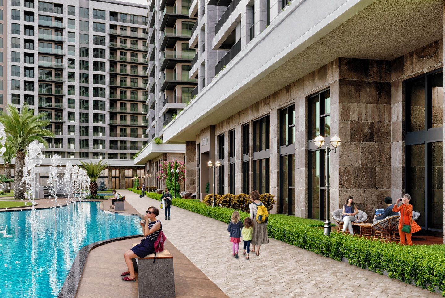 Comfortable residential complex of a family concept next to the sea and marina