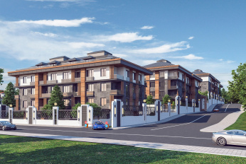 Modern complex next to the marina and green areas