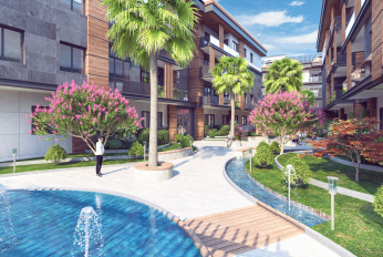 Modern complex next to the marina and green areas