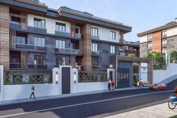 Modern complex next to the marina and green areas