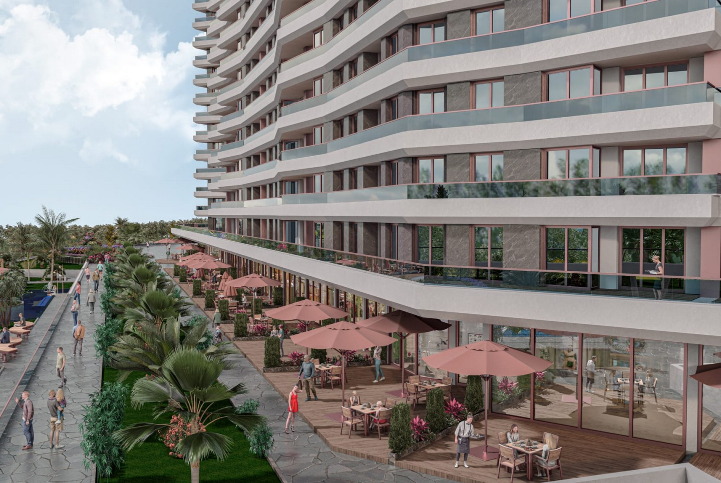 Modern complex with swimming pools and sports infrastructure