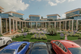 Modern complex with swimming pools and sports infrastructure
