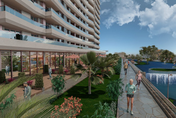 Modern complex with swimming pools and sports infrastructure