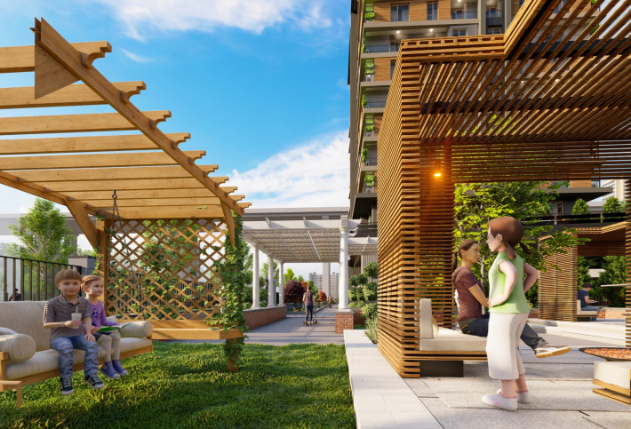 Modern residential complex with infrastructure