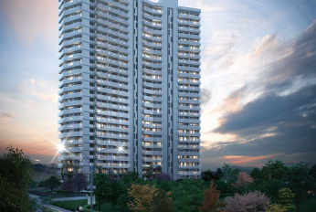 Modern residential complex overlooking the sea and islands