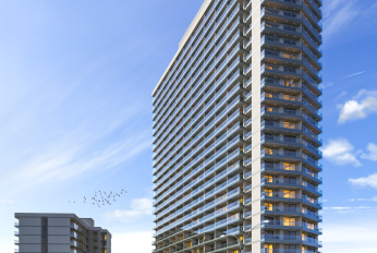 Modern residential complex overlooking the sea and islands