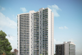 Modern residential complex overlooking the sea and islands